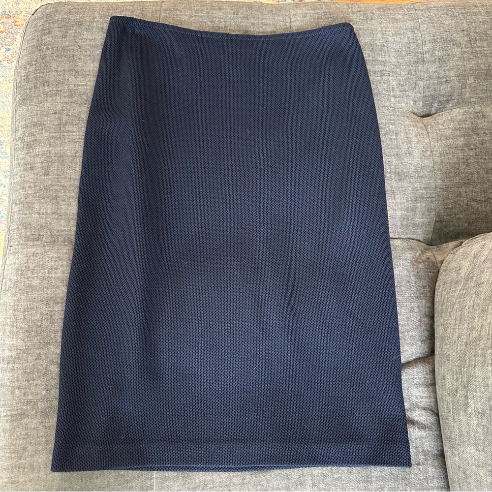 St. John Caviar Wool Blend Navy Pencil Skirt